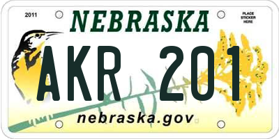 NE license plate AKR201