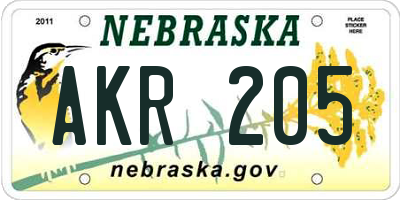 NE license plate AKR205