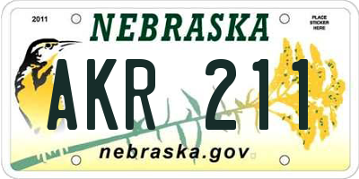 NE license plate AKR211