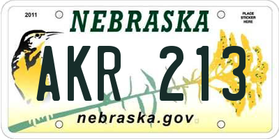 NE license plate AKR213