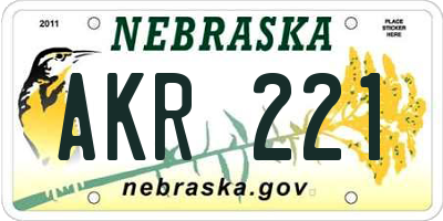 NE license plate AKR221