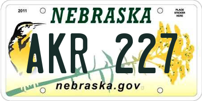 NE license plate AKR227