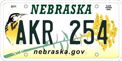 NE license plate AKR254