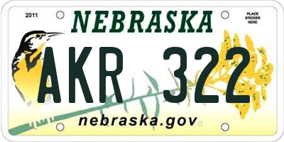 NE license plate AKR322