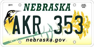 NE license plate AKR353