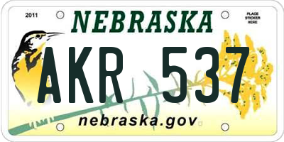 NE license plate AKR537