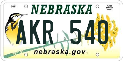 NE license plate AKR540