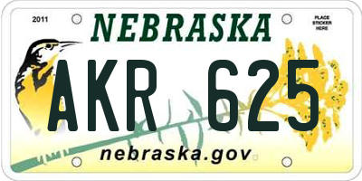 NE license plate AKR625