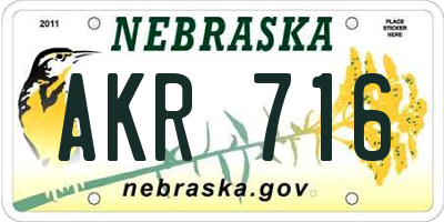 NE license plate AKR716