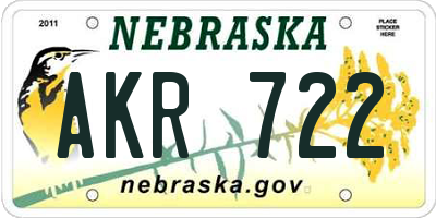 NE license plate AKR722