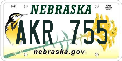 NE license plate AKR755