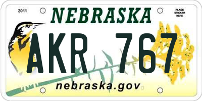 NE license plate AKR767