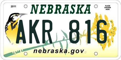 NE license plate AKR816
