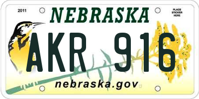 NE license plate AKR916
