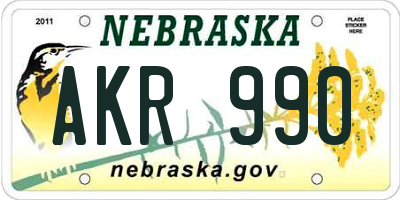 NE license plate AKR990