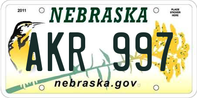 NE license plate AKR997