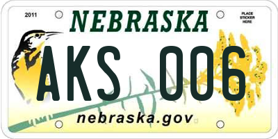 NE license plate AKS006