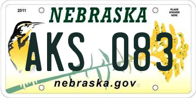 NE license plate AKS083