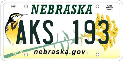 NE license plate AKS193