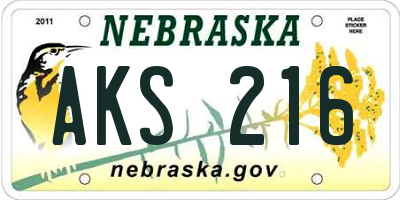 NE license plate AKS216