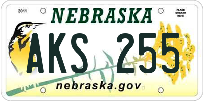 NE license plate AKS255