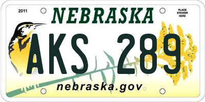 NE license plate AKS289