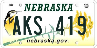 NE license plate AKS419