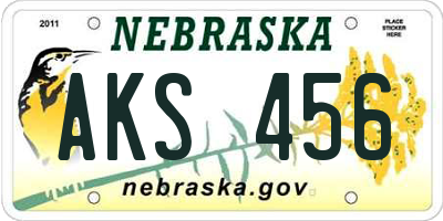 NE license plate AKS456