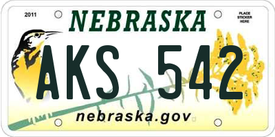 NE license plate AKS542