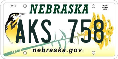 NE license plate AKS758
