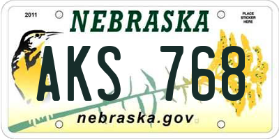 NE license plate AKS768