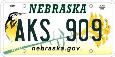 NE license plate AKS909