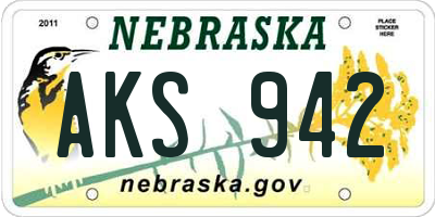 NE license plate AKS942