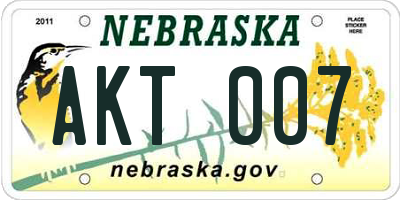 NE license plate AKT007
