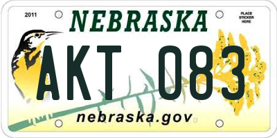 NE license plate AKT083