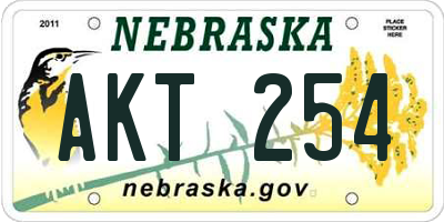 NE license plate AKT254