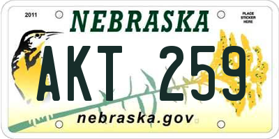 NE license plate AKT259