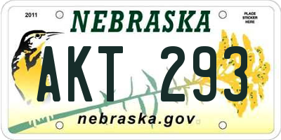 NE license plate AKT293