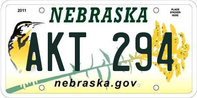NE license plate AKT294