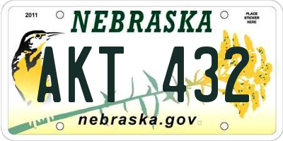 NE license plate AKT432