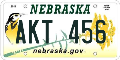 NE license plate AKT456