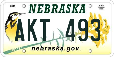 NE license plate AKT493