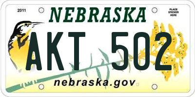 NE license plate AKT502