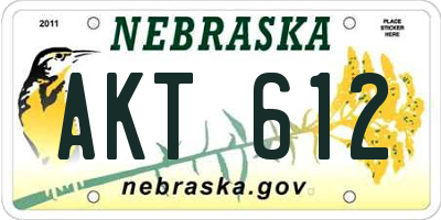 NE license plate AKT612