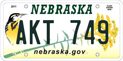 NE license plate AKT749