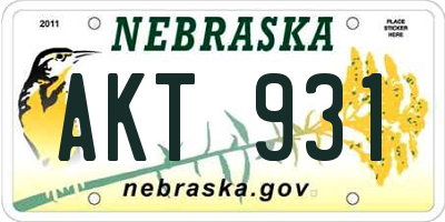 NE license plate AKT931