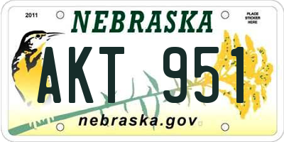 NE license plate AKT951