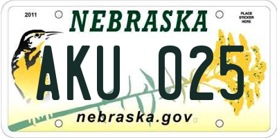 NE license plate AKU025