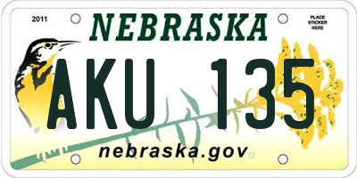 NE license plate AKU135