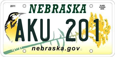 NE license plate AKU201